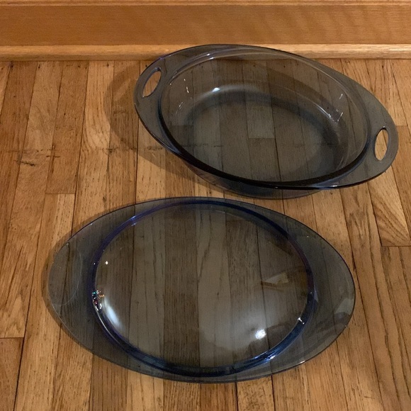 VTG Anchor Hocking 2 Qt Casserole Ovation Dish w Lid Cobalt Blue - Picture 2 of 6